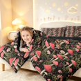 thumbnail image 3 of Homewish Wild Mushrooms Twin Comforter Sets,Retro Fungus Plants Bedding Set,Red Green,Black Reversible,2 Pieces,1 Comforter and 1 Pillowcase, 3 of 7