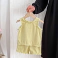 thumbnail image 2 of Toddler Girls Summer Outfits Ruffle Sleeveless Tank Top and Short 2 Piece Cotton Clothes Set Yellow 1-2 Years, 2 of 5