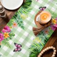 thumbnail image 3 of Tropical Spring Table Runner 90 Inches, Floral Leaves Butterflies Sage Green Plaid Bed Runner Dresser Scarves Tabletop for Indoor Outdoor Parties/Ceremony/Banquet, 13" x 90", 3 of 9