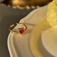 thumbnail image 5 of Anillo de amor rojo para mujer, ligero, de lujo, de moda, con incrustaciones de circonita roja, abierto, estilo novia, 5 of 5