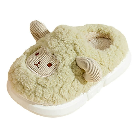 XXWXYD Kids Sheep Plush Slippers Winter Warm Fuzzy House Shoes Non-Slip Sole Cute Animal Design 𝖢ozy Footwear for Boys Girls Indoor Use