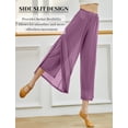 thumbnail image 3 of FEOYA Modern Dance Pants Women 2 Layers Side Slit Mesh Flowing Classical Trousers Elastic Waist Wide Leg Practice Loungewear for Ballet Yoga Pilates L, 3 of 6