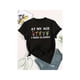 thumbnail image 1 of Women's "at My age i Need Glasses" Graphic T-Shirt - Casual Black Crew Neck Short Sleeve Tee with Colorful Drink icons, Machine Washable for Spring & Summer, Casual Summer Tee|Crew Neck Tee, 1 of 6