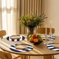 thumbnail image 4 of Round Woven Placemats 1 pc, Red Coastal Nautical Anchor Washable&Heat Resistant Plastic Wipeable Placemats for Round Table White Navy Blue Striped Kitchen Dining Table Decor, 13in,, 4 of 9