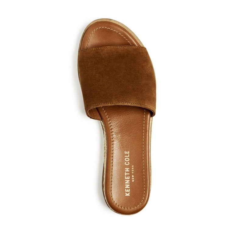 KENNETH COLE Womens Brown Goring Fiona Round Toe Wedge Slip On Leather Espadrille Shoes 8.5 M