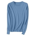 thumbnail image 3 of Cozy Sweaters for Women Long-Sleeve Lightweight Crewneck Sweater Blue 2XL, 3 of 5
