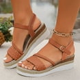 thumbnail image 2 of Dakaela Espadrille Wedge Sandals for Women 2025 Braided Ankle Strap Open Toe Platform Shoes Brown 6.5, 2 of 8