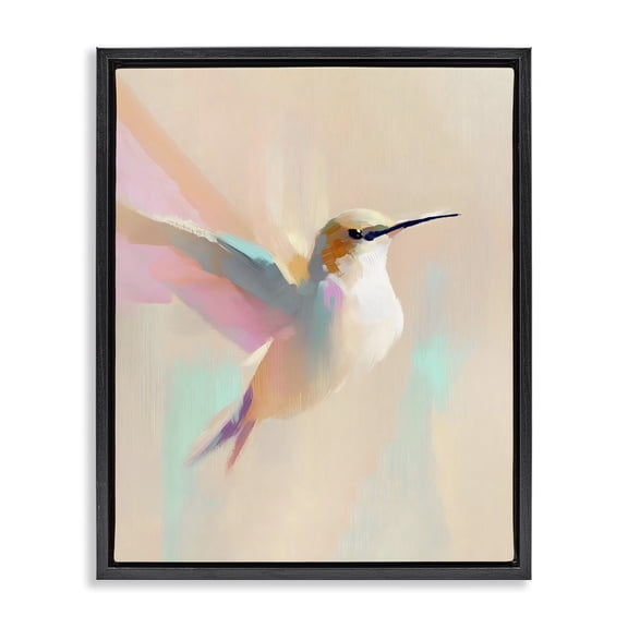 Stupell Industries Contemporary Pastel Hummingbird in Flight Black Floating Frame Canvas Art, 17 x 21, by The Prints Vibe