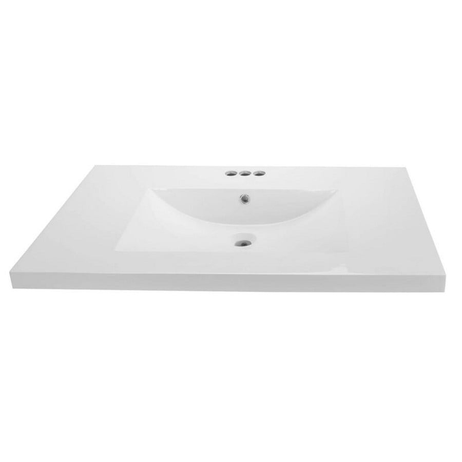 White Cultured Marble Vanity Top, Cultured Marble Vanity Top In White With Basin