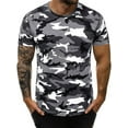 thumbnail image 1 of MAWCLOS Chemise Homme Col Rond T-Shirts Manches Courtes Hauts d'Été Mode Entraînement Imprimé Camouflage Pull Gris Clair S, 1 of 2