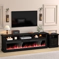 thumbnail image 5 of HARIPUL 58" Fireplace TV Stand for TVs Up to 65" with 52" Electric Fireplace,White Entertainment Center with Storage Cabinets,Led Light TV Consoles for Living Room,Black/Crystal Fireplace, 5 of 8