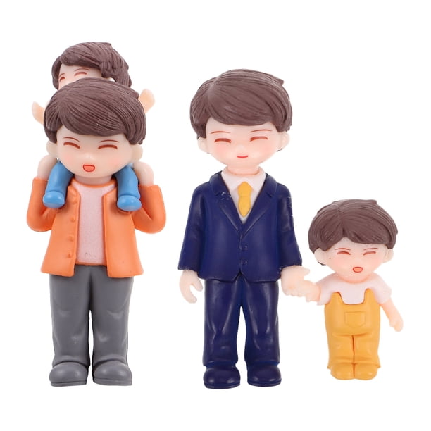 Figura de resina de padre e hijo, 3 piezas, micropaisaje creativo, decoración para el Día del Padre, adorno en miniatura, adorno de escritorio