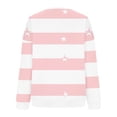 thumbnail image 4 of Rbaofujie Chandails pour Filles Chandails pour Femmes à Rayures Décontractés Imprimés Col Rond Haut à Manches Longues Chandails Amples Chandails à Capuchon Roses pour Femmes Tendance, 4 of 5