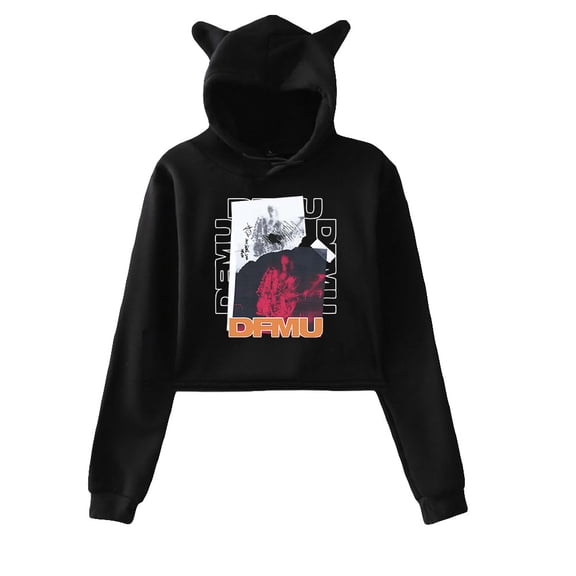 Ella Mai Hoodie Sweatshirt for Girls Cat Ear Crop Top Singer Women Casual Streetwear