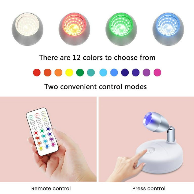 DYstyle Wireless Spotlight Indoor Remote Control Battery Operated RGB LED  Spot Light Uplight Night Lights 