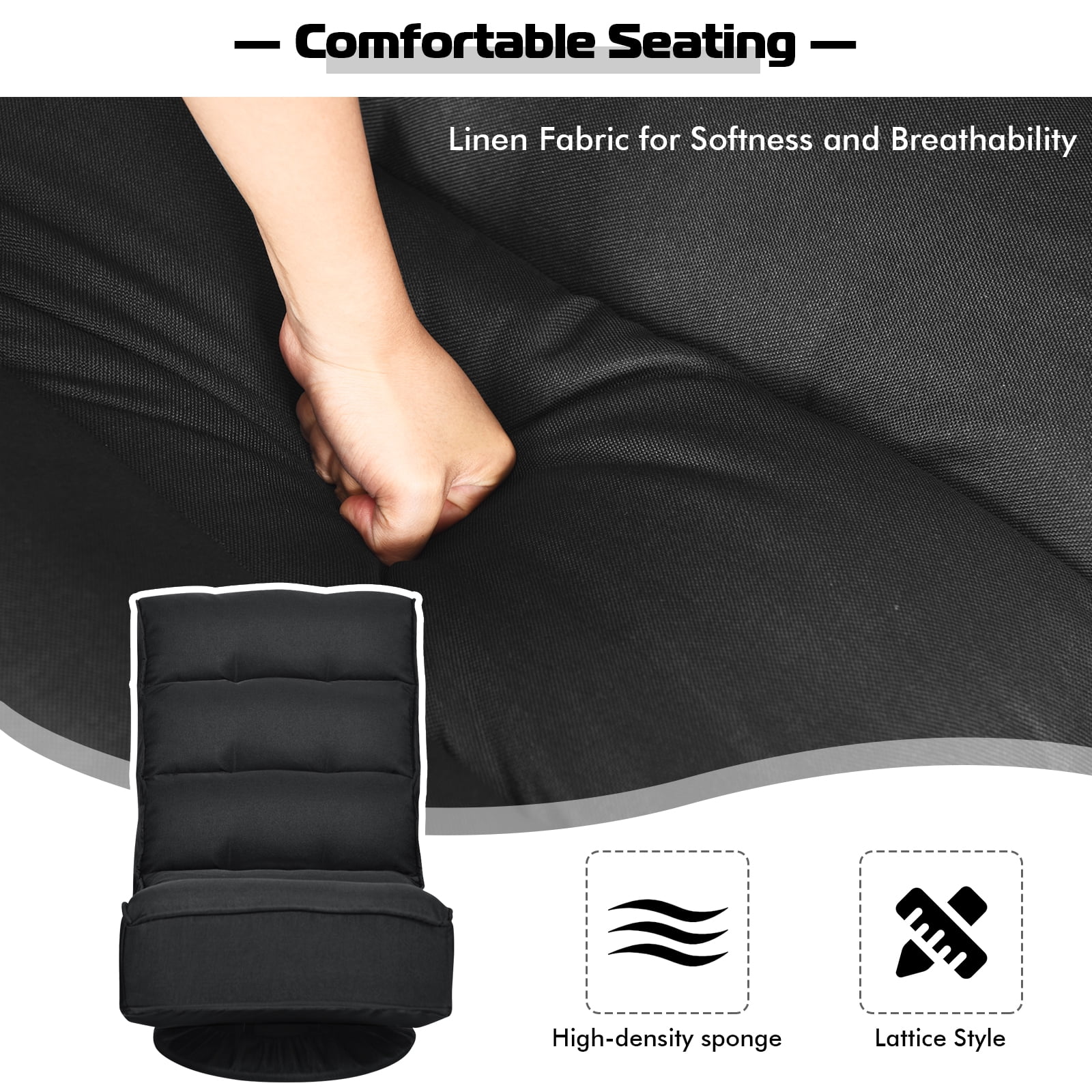 Giantex Rotatable Floor Chair, Foldable Floor Chair, Floor Seat Cushion, Lazy Sofa for Meditation, Yoga, Ideal for Home & Office