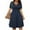 Dark Blue, variant on Azrian Summer Dresses Womens Casual Plus Size V-Neck Solid Short Sleeve Boho Dress Swing Dress With Pockets