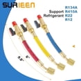 thumbnail image 4 of R134A R410A R22 R12 Refrigeration Charging Hose Set with Ball Valve, 1/4" SAE Thread AC HVAC Manifold Gauge Hose Kit, Low Loss Refrigerant Hoses with Ball Valves, 3pcs Color Coded Hoses 9.8‘’, 4 of 5