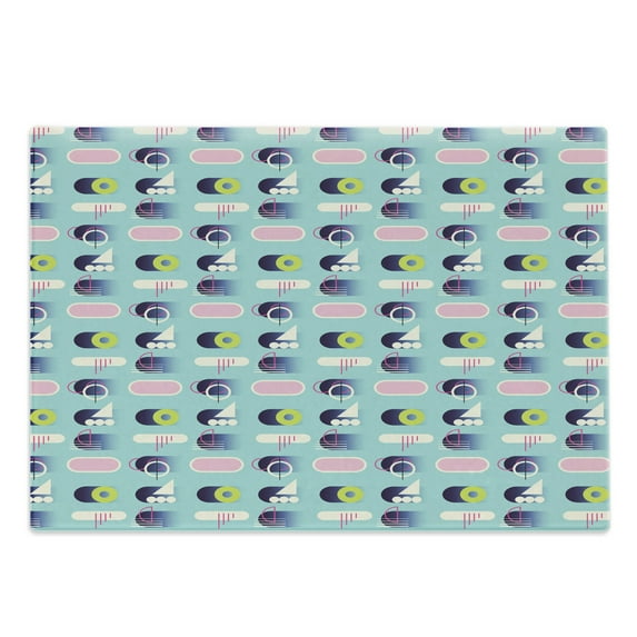 Geometric Cutting Board, Abstract Colorful Repetition with Modernistic Motifs Graphic, Decorative Tempered Glass Cutting and Serving Board, in 3 Sizes, by Ambesonne