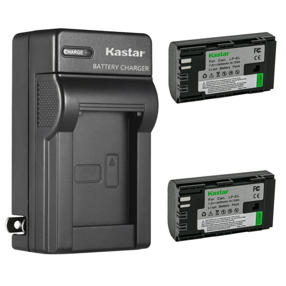 Kastar 2-Pack LP-EL Battery and AC Wall Charger Replacement for Canon LP-EL Lithium-Ion Battery Pack, Canon Speedlite EL‑1 EL1 Flash Light, Canon E-TTL / E-TTL II
