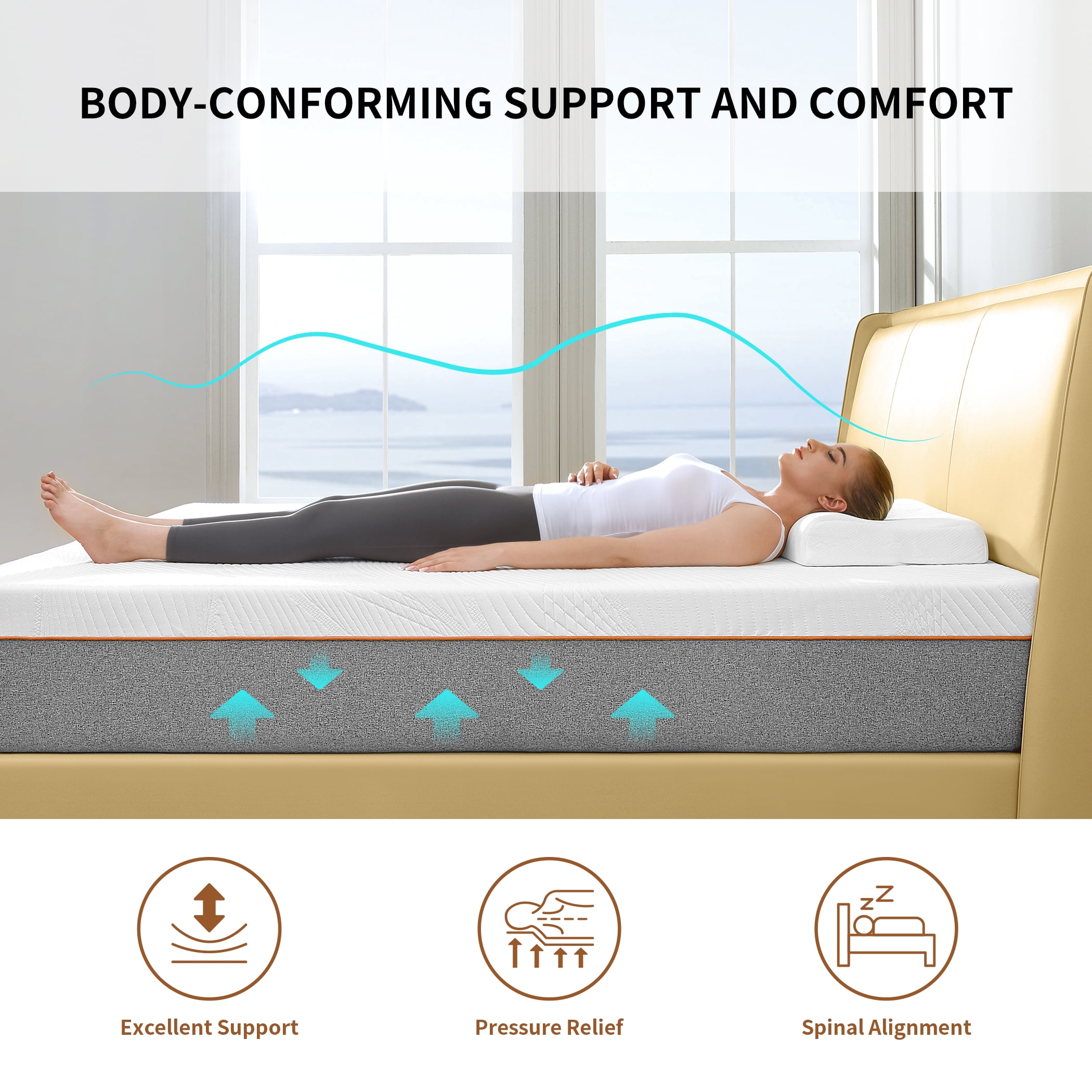 Vumece Full Mattress, 10 Inch Gel Memory Foam Medium Firm, Fiberglass Free, CertiPUR US