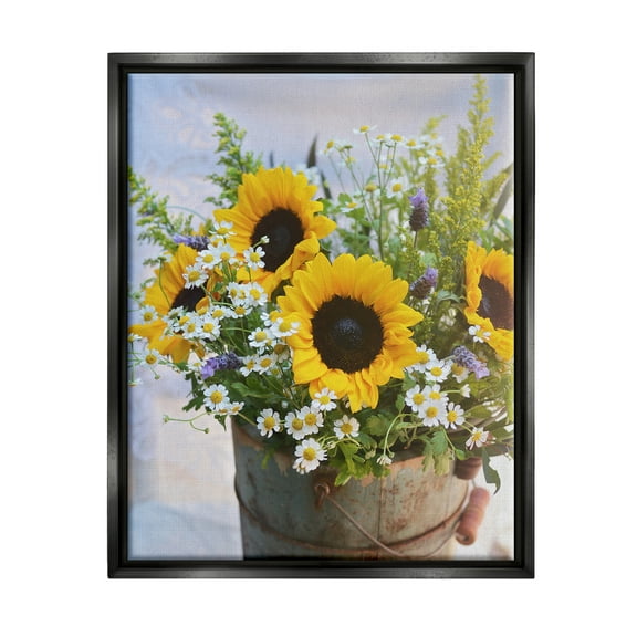 Stupell Industries Mixed Country Bouquet Botanical & Floral Photography Black Floater Framed Canvas Art Print Wall Art, 17 x 21