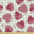 thumbnail image 2 of Ambesonne Polka Dot Fabric by the Yard Upholstery, Hearts Circles Leaves, 3 Yards, Dried Rose White, 2 of 5