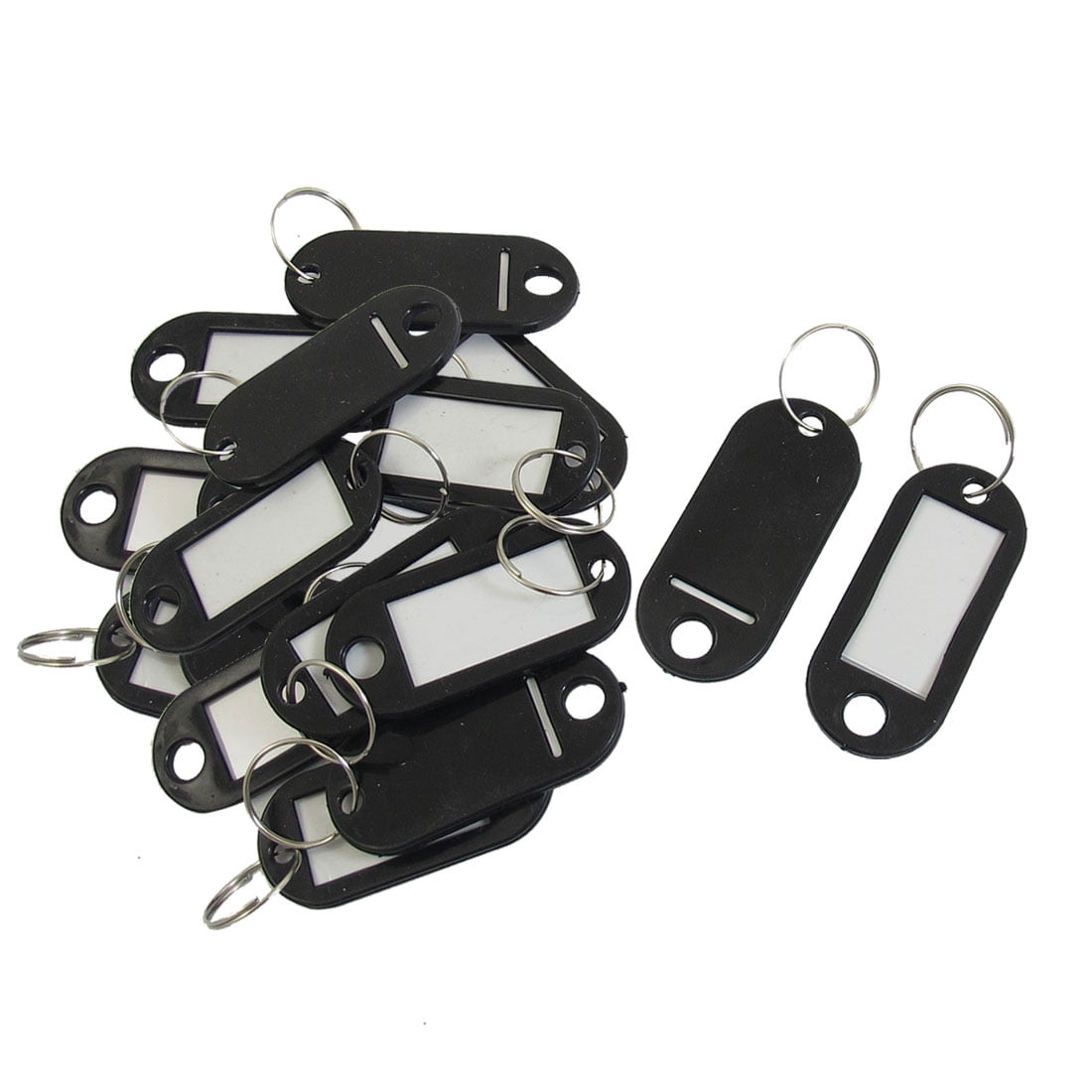 Unique Bargains Key ID Label Tags Split Ring Keyring Keychain Black Hotel Office School Locker 20Pcs