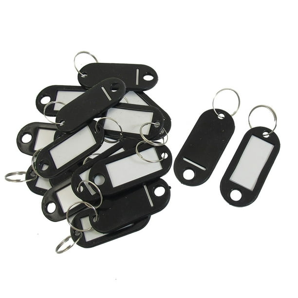 Key ID Label Tags Split Ring Keyring Keychain Black 20Pcs