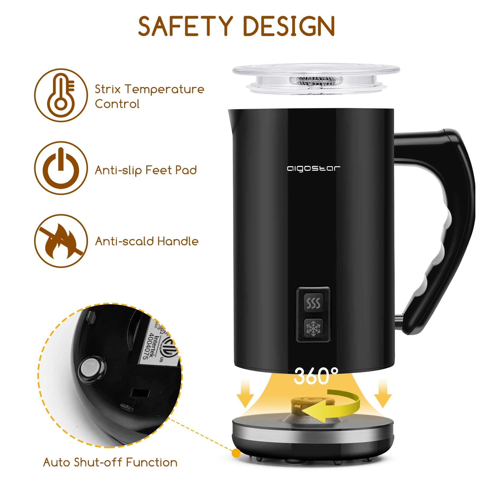 Automatic Electric Milk Frother and Steamer Hot and Cold , 4-in-1 Milk  Steamer Hot and Cold Milk Foam Maker for Coffee, Latte, Cappuccino, Hot  Chocolate, 8.1 oz Heater with Strix Control 