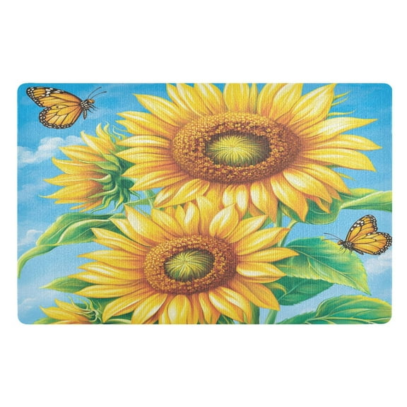 BZSMCE Floor Mats 32x20in Sunflower Butterfly Pattern Creativity Doormats