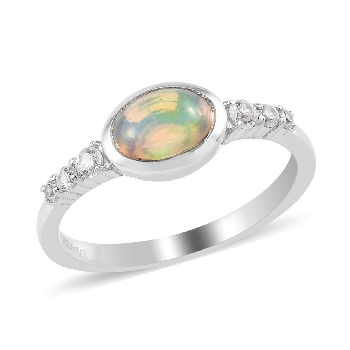 Natural Ethiopian Opal 925 Sterling Silver Ring With Zircon For Gift