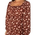 thumbnail image 4 of Celebrity Pink Women’s and Women’s Plus Floral Print Babydoll Dress with Long Sleeves, Sizes XS-4X, 4 of 5