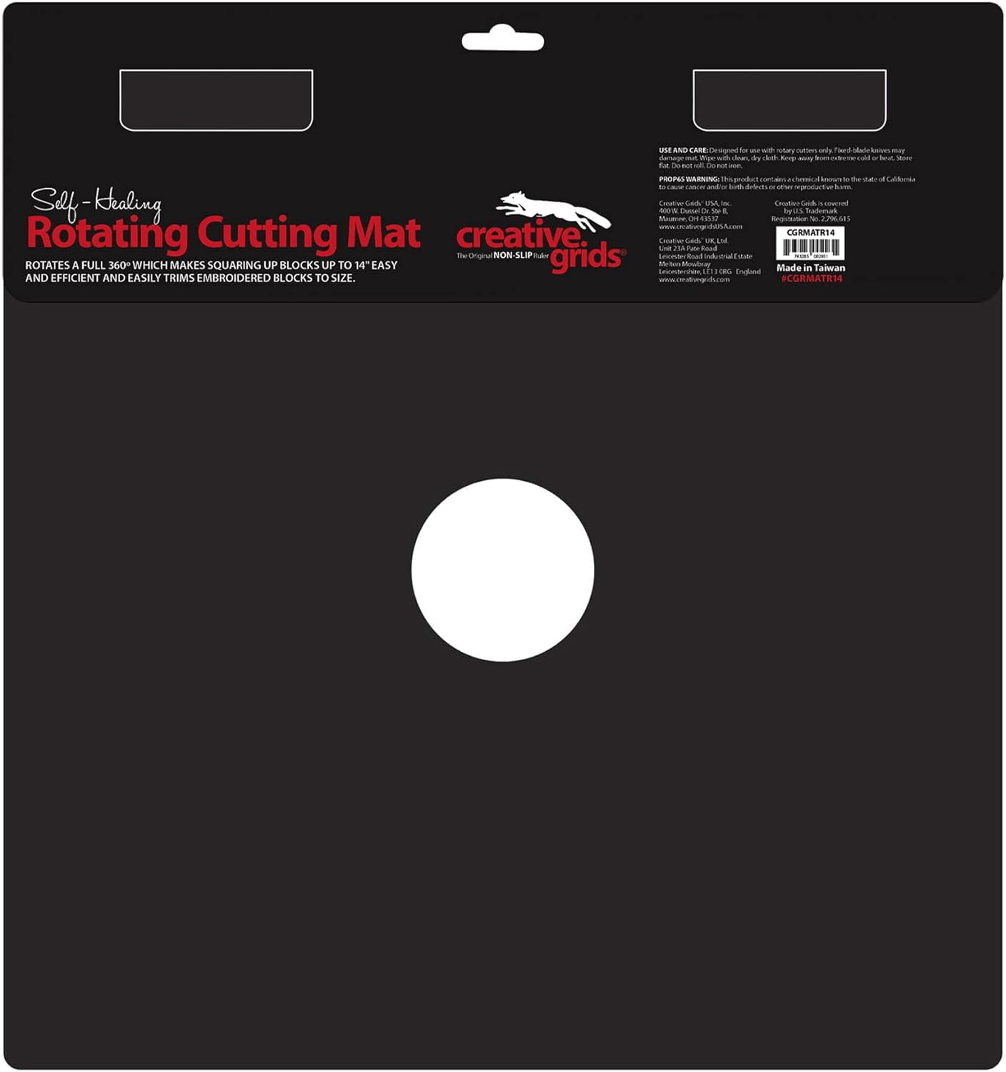 Creative Grids Self-Healing Rotating Rotary Cutting Mat 14in x 14in