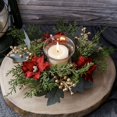 thumbnail image 6 of HomelyJoy Artificial Poinsettia Wreath with Golden Berries, Christmas Candle Holder Ring Centerpiece for Xmas Party, Home Table, Ready to Use Holiday Decor, Festive Fireplace & Wall Wreaths, 6 of 8