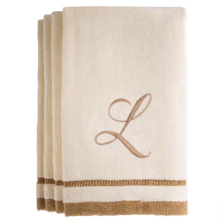 Monogrammed Ivory Fingertip Towels Set of 4