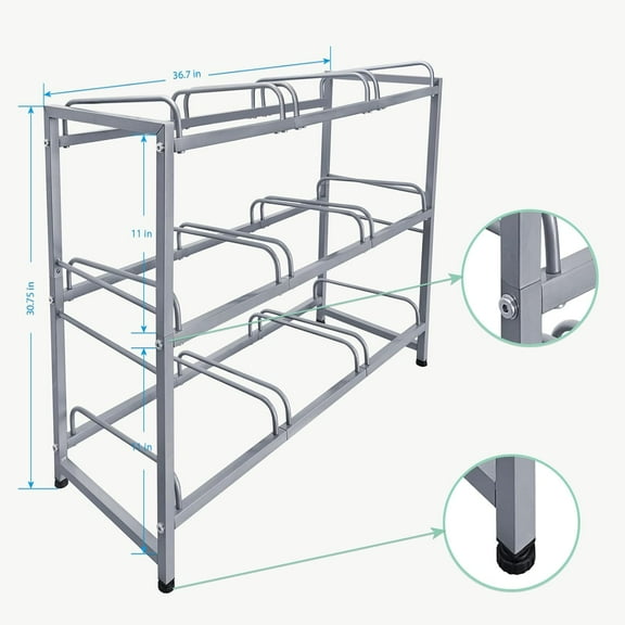 5 Gallon Water Jug Holder 9 Jugs Capacity, 3-Tier Heavy Duty Storage Rack, Leak-Proof Organizer for Home Office Garage