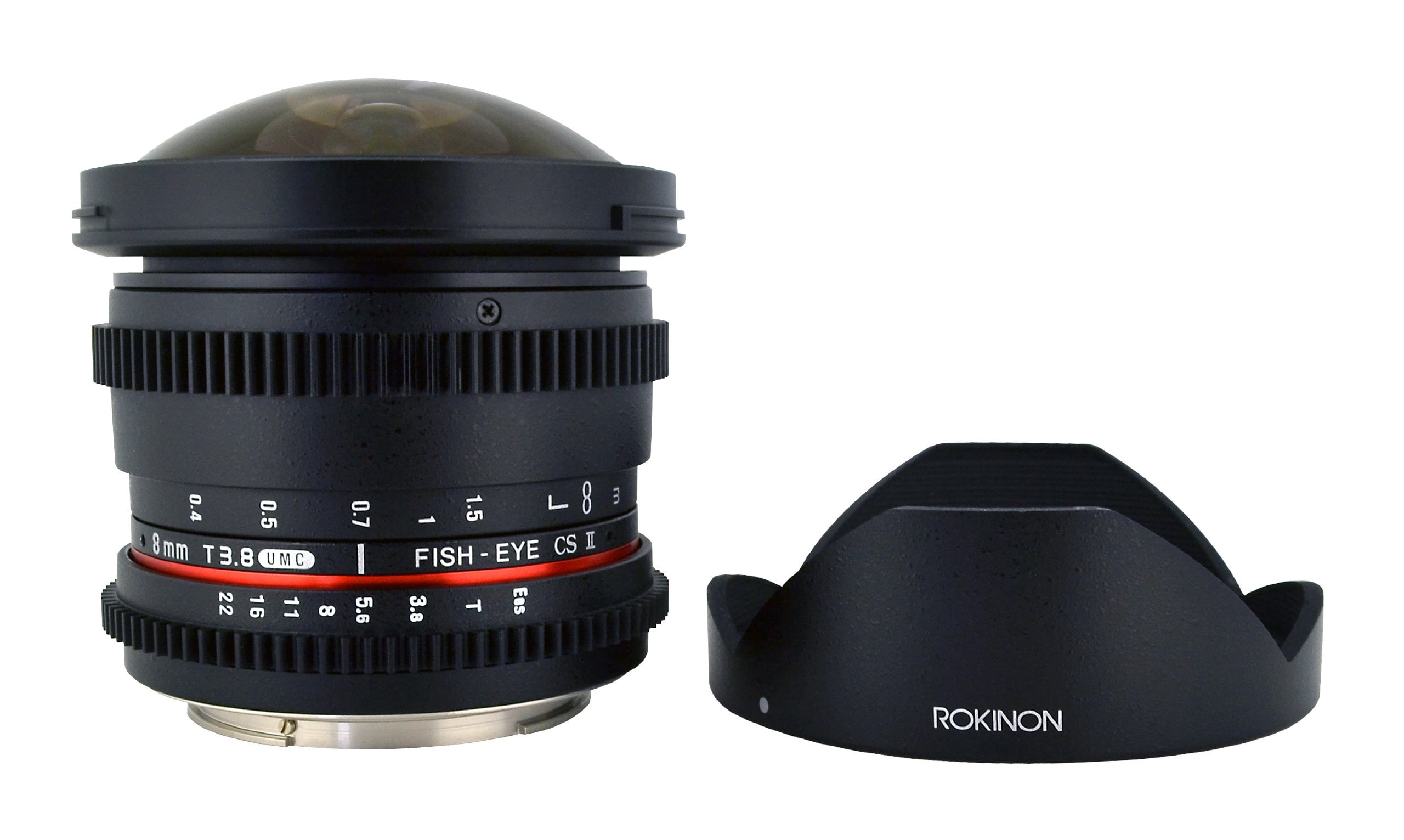 ROKINON 8mm T3.8 Cine HD Fisheye Lens w/Removable Hood [Multiple
