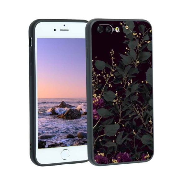 Gold-Floral-Dark-Grunge-Academia-aesthetic-3 Phone Case, Degined for iPhone 8 Plus Case Men Women, Flexible Silicone Shockproof Case for iPhone 8 Plus