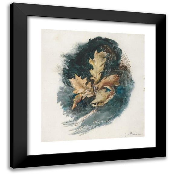 John Ruskin 12x13 Black Modern Framed Museum Art Print Titled - Study of an Oak Leaf