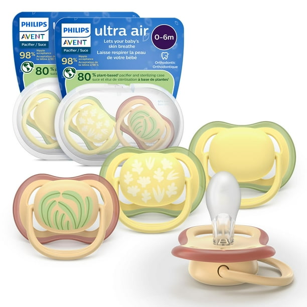 Chupetes Philips Avent Ultra Air 0-6 meses, Ortodónticos de Silicona, Paquete de 4