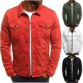 thumbnail image 1 of Chaqueta vaquera para hombre, estilo clásico, ajustado, rasgado, desgastado, informal, estilo camionero, 1 of 4
