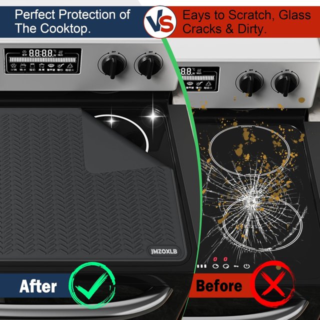 Hltser Stove Top Cover for Electric Stove 28x20'' Heart Resistant Silicone Stove Top Cover Protector Anti-Scratch Cooktop Induction Mat Dish Drying Mat for RV Cooktop Kitchen Co