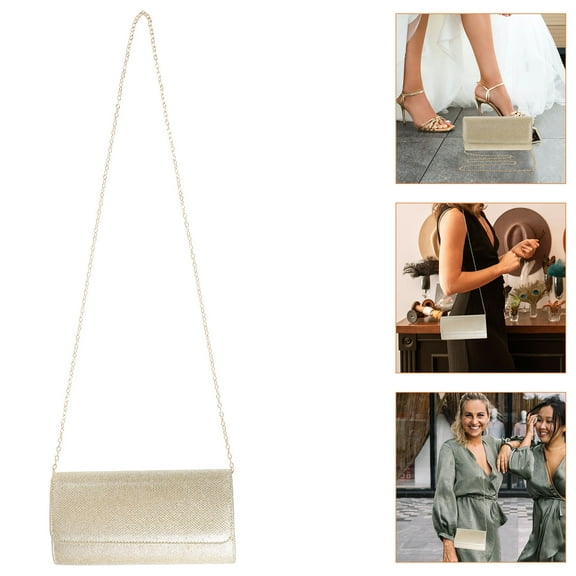 PENIKOKO Women's Evening Clutches Handbag Golden Polyester 1Pcs 7.9x3.9in