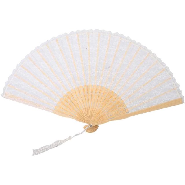 Flor de encaje Abanico plegable Abanico hecho a mano japonés Abanico de mano Ventilador de encaje para decoración Accesorios de rendimiento de baile XianweiShao 8390615119238
