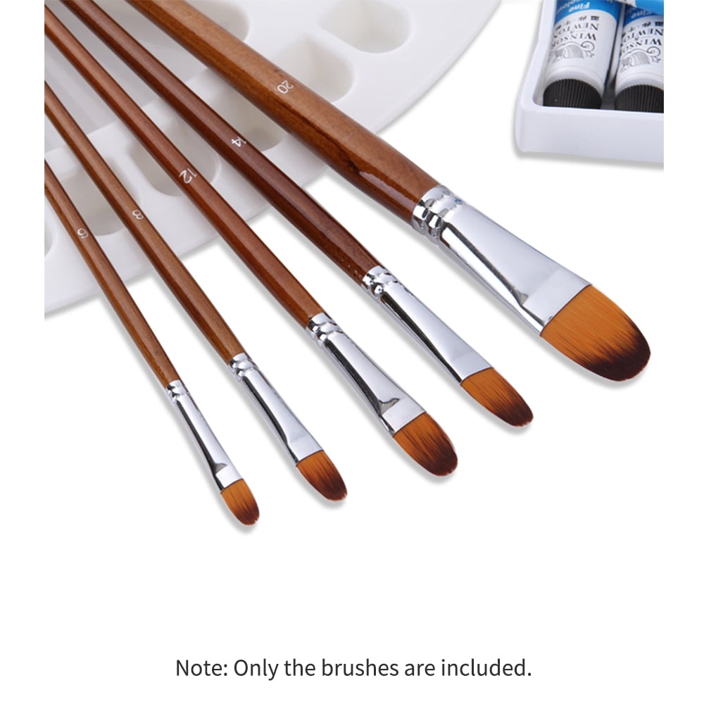 6 Pinceaux Peinture Acrylique - Nylon Et Bois Pour Huile, Aquarelle, DIY