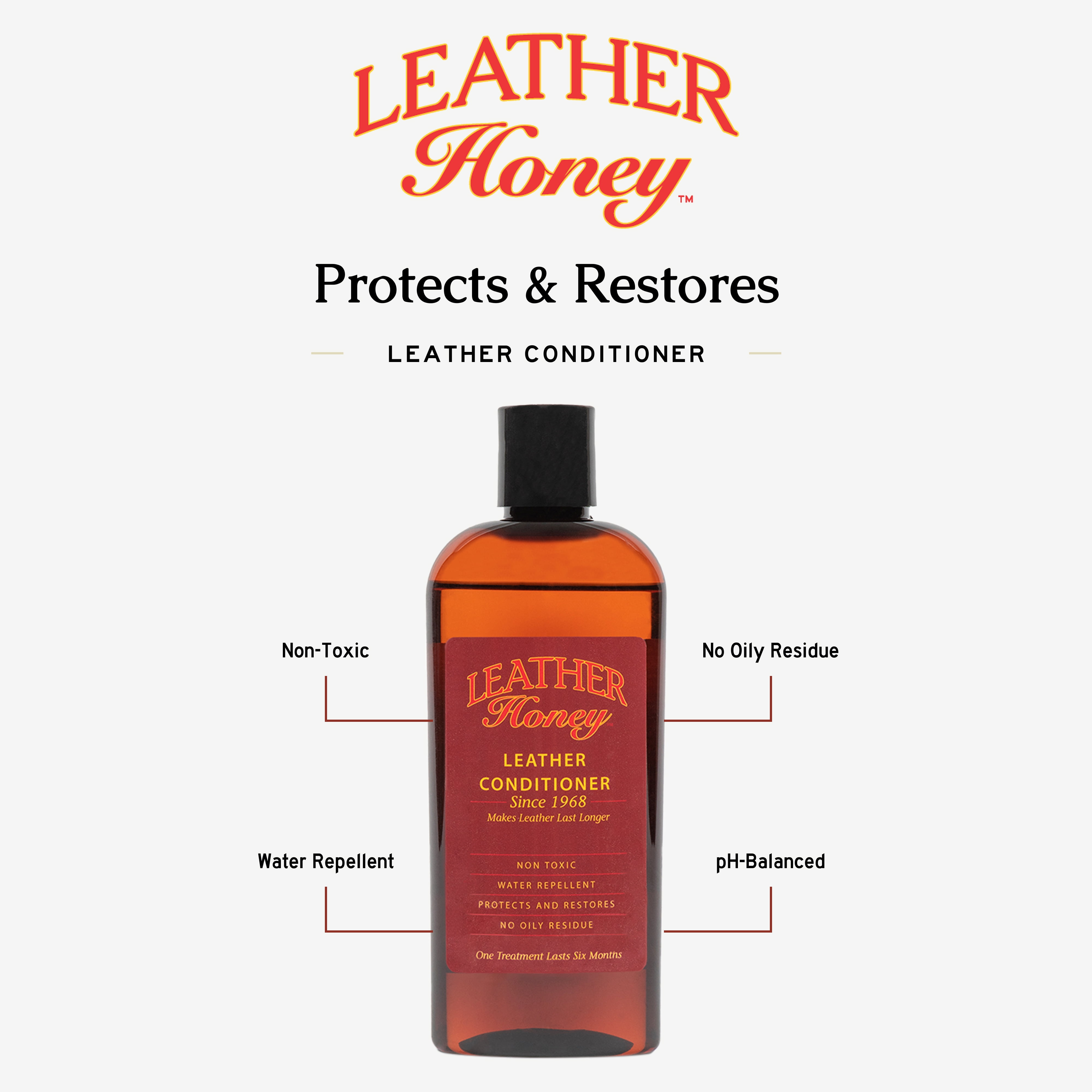 Leather Honey Leather Conditioner, Moisturizer, Conditioning, Restore, Protect, Soften, Non-Toxic, Made in USA Since 1968