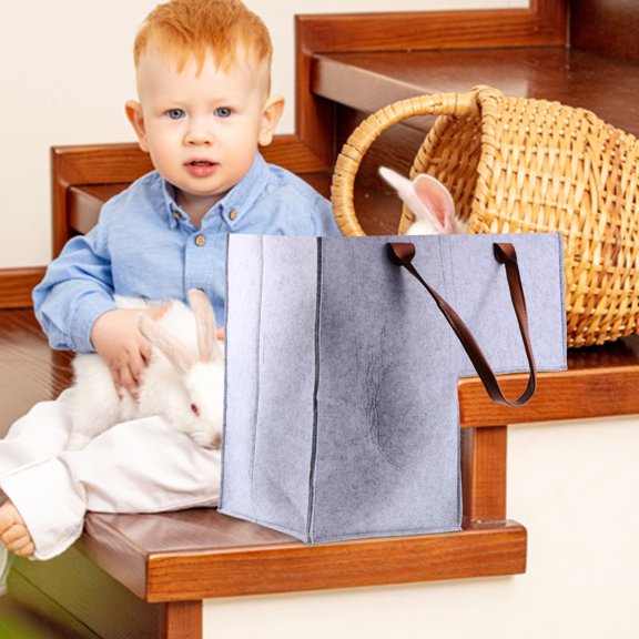 OFFIGAM Grey Felt Organizing Baskets Stair Storage Bag Set of 1 and Stylish Home Storage Solution
