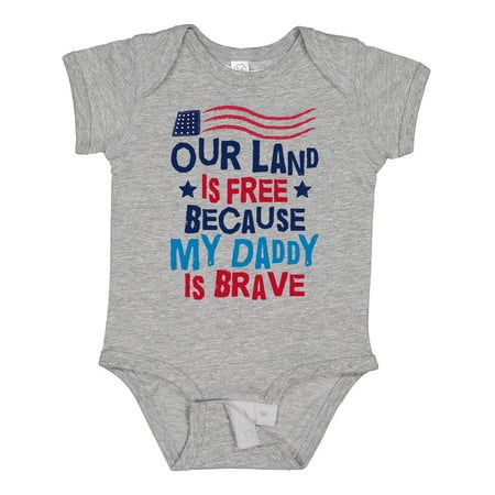 

Inktastic Land is Free Daddy is Brave Military Gift Baby Boy or Baby Girl Bodysuit