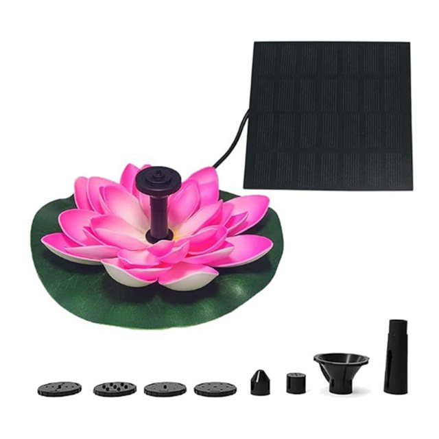 Fuente solar para estanque, baño de pájaros al aire libre, fuente flotante de energía solar para jardín (rosa)